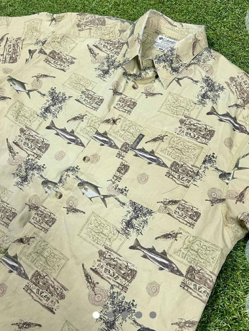 Columbia Men’s Short-Sleeve Fish Print Shirt - Tan